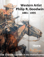 Philip Russell Goodwin was an American painter and illustrator who specialized in depictions of wildlife, the outdoors, fishing, hunting and the Old American West. He provided illustrations for numerous books and magazines, as well as for commercial items, such as posters, advertisements and calendars. I bought this shower curtain on sale from menards.com for $3, finding it offered elsewhere on the internet for $60. What a deal.